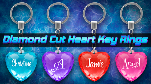 Diamond Cut Heart Key Rings